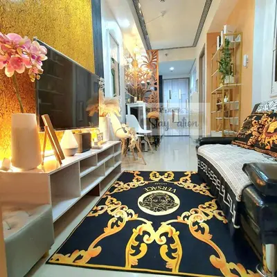 a bedroom with a bed and a room with a mirror at Kuro's Krib One Bedroom Condo Unit with Balcony at S Residences Pasay City MOA in Manila