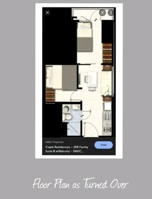 a picture of a floor plan of a house at Cozy Penthouse 2BR Suite w Balcony - Amazing Manila Bay View and City Skyline near MOA in Manila