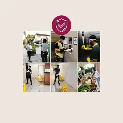 a collage of pictures of people working in a house at Cozy 2BR w/ Free Pool Access and Free Parking N224 in Manila