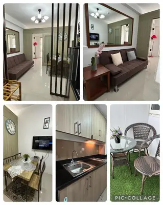 a collage of photos of a kitchen and a living room at Shore Residences in Manila