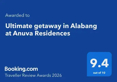 a blue sign with the words unavailable to ultimate gateway in albia at awu at Ultimate getaway in Alabang at Anuva Residences in Manila