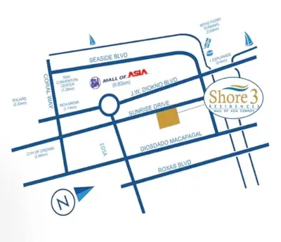 a map of a store with a price tag at Chic and Cozy 1BR Shore 3 by SMDC near MOA in Manila