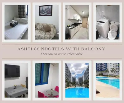 a collage of photos of a hotel room with a pool at MOA Condo by Ashti in Manila