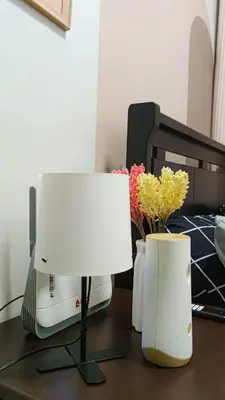 a printer and a vase with flowers on a desk at anuva residences room 1 in Manila