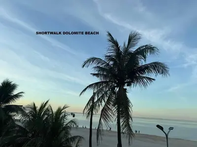 a view of a beach with palm trees and the ocean at Birch Tower a1 front of RobinsonMla Rizal Park in Manila