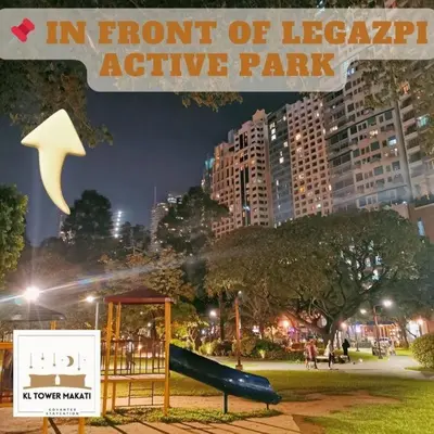 a park with a slide in front of aactivate park at Muji KLTower Makati - Greenbelt - with Pool Access in Manila