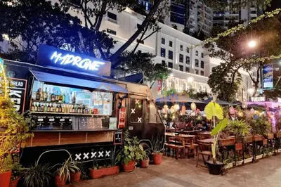 a food truck parked in front of a restaurant at Top BGC Condo Across Grand Hyatt Hotel #oursw12k in Manila
