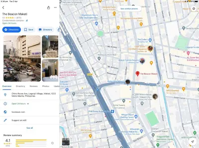 a screenshot of a map of a city at Condo in Makati studio type fast wifi Netflix in Manila