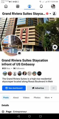 a screenshot of the grand river suites website at Manila Condotel near US Embassy in Manila