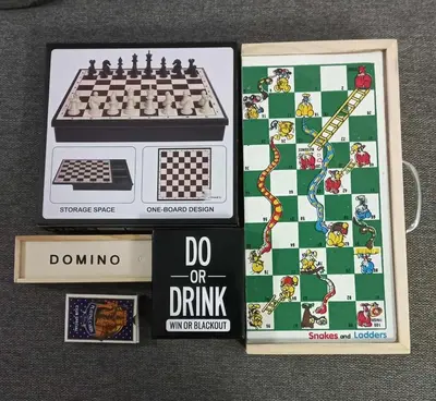 a board game with a chessboard and do or drink at Experience Santa Rosa Comfort at MEGAN Montagne Suite in Santa Rosa