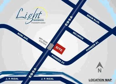 a map of the location of the light resort at 20th flr SMDC Lights Residence Mandaluyong City Philippines in Manila
