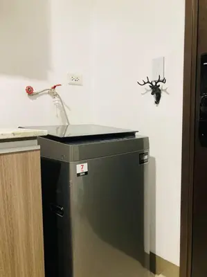 a kitchen with a sink and a spider on the wall at Park Mckinley West 1BR Balcony near BGC Makati Airport in Manila