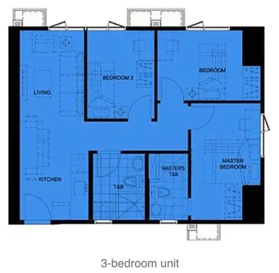 a diagram of a floor plan of a house at Luxe 3BR unit in the heart of BGC Taguig in Manila