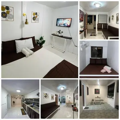 a collage of pictures of a living room and a living room at ACL Staycation Home in Imus & Kawit with portable pool unit 2 in Kawit