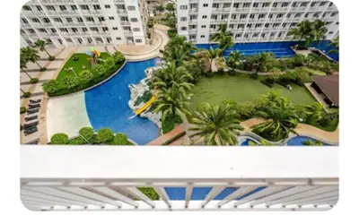 an aerial view of a resort with a water park at Sosyal Staycation , Pasay City Shore Residences Tower D Sunrise Drive Mall of Asia Complex Pasay City Philippines SMDC SHORE 1 RESIDENCES Pasay City in Manila