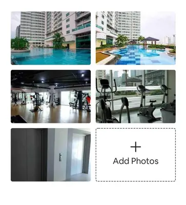 a collage of photos of a gym with a pool at Makati Beacon Studio Suite in Manila
