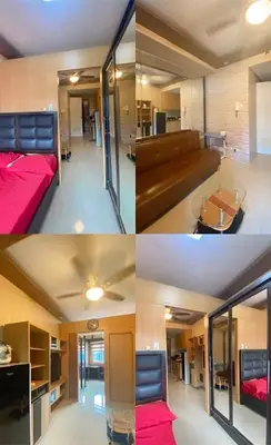 a collage of three pictures of a room at Cozy Staycation by Ayumi in Manila