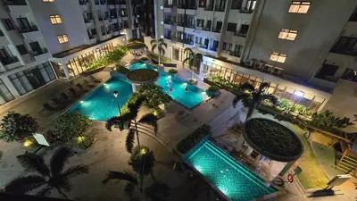 an overhead view of a pool in a building at SMDC Spring Resort Residences in Manila