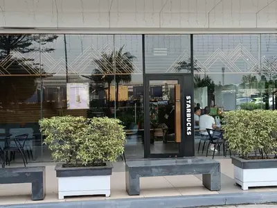 three potted plants sitting in front of a building at Homey Staycation at MOA Complex in Manila