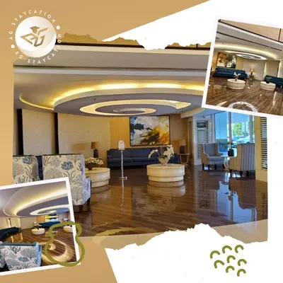 a collage of pictures of a living room at Deluxe Room with Balcony near MOA in Manila