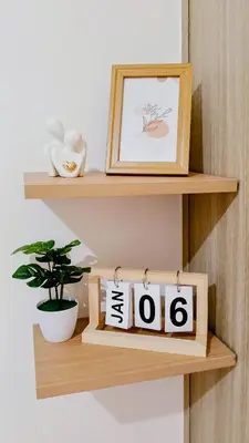 a shelf with a picture and a plant on it at Shore Residences Moa Area Pasay City in Manila