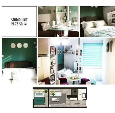 a collage of pictures of a room with a bedroom at Portovita Towers in Manila