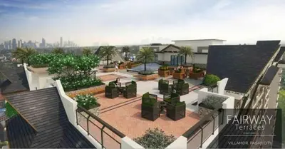 a rendering of a garden with a view of the city at Near NAIA 3 Condo in Manila