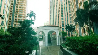 a gazebo in a city with tall buildings at Venice Stay! Free Amenities, Steps to Grand Canal in Manila