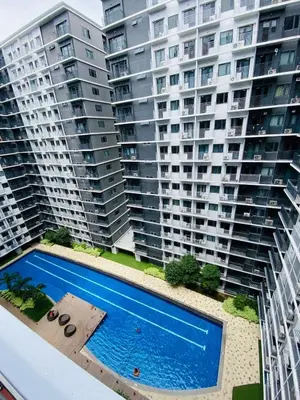 an aerial view of two large apartment buildings at Minimalist Chic Condo near MOA-Shore3 Tower2 in Manila