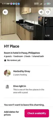 a screenshot of a kitchen with a picture of a refrigerator at HY Place Manila in Manila