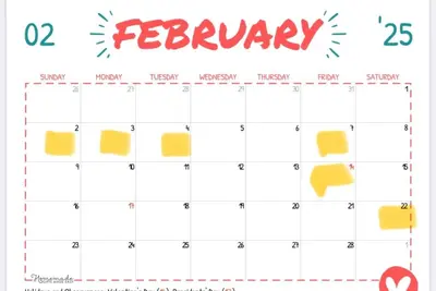 a calendar with the words february on it at Miami Suites in Manila