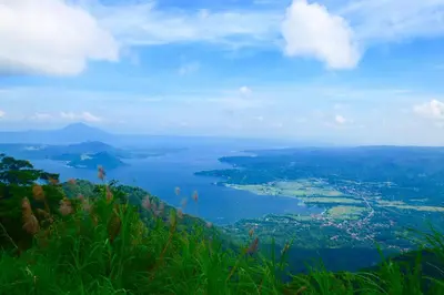 a view of a lake from the top of a mountain at Mondavi II Condo Unit 306 in Silang