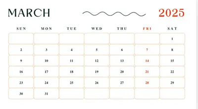 a calendar with the month of march written in black at R and A Enclave in Manila