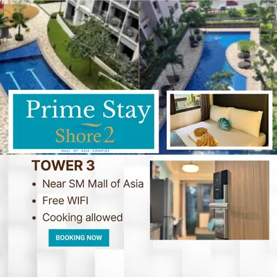 a collage of pictures of a hotel with a pool at 726 Shore 2 Residences near SM MOA & IKEA by Prime Stay in Manila