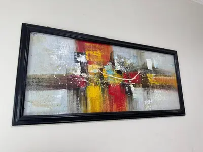 a framed painting of a city in the rain at Grand Riviera Suites 1202 front of US Embassy by Prime Stay in Manila
