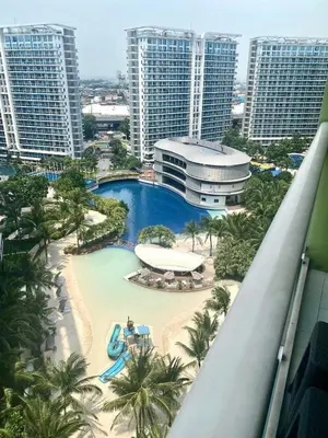 an aerial view of a resort with a swimming pool at Azure's Best by Condo Suites PH in Manila