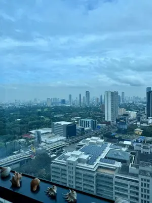 a view of a city from the top of a building at Condo Roughly 30 mins from NAIA with view of Greenhills in Manila