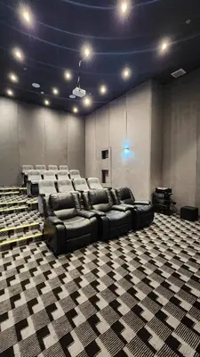 a large room with a bunch of chairs in it at Modern condo near US Embassy in Manila
