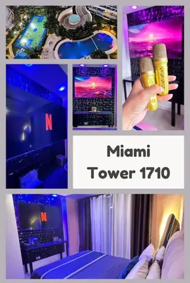 a collage of pictures of a person holding a microphone at Azure Urban Resort Residences by Staycationary 17th floor Miami in Manila