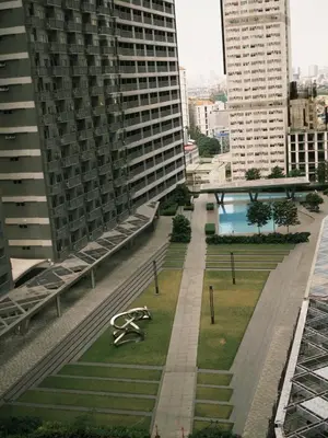 a view of a park in a city with buildings at Serenitude Staycation by Khaila - Fame Residences in Manila