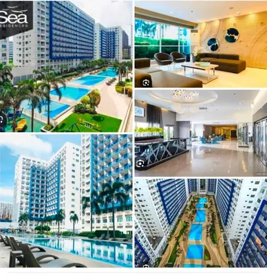 a collage of four pictures of a hotel at Theresa Sea Residence Tower EF in Manila