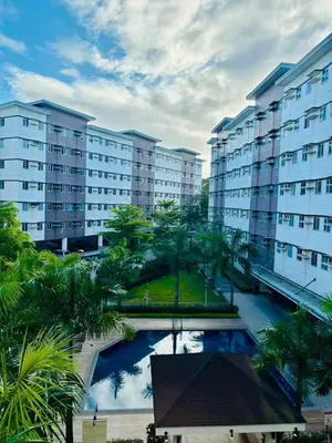 an aerial view of a large building with a courtyard at Balauro's Haven in Trece Martires