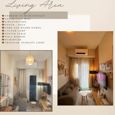 a living room with a couch and a tv at Mytessuitehome in Manila