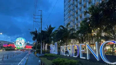 a sign for the las vegas hotel at Kathys Crib 2Bedroom MOA View at Shell Residence in Manila