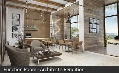 a living room with a table and chairs and a dining room at Jhen in the City in Manila