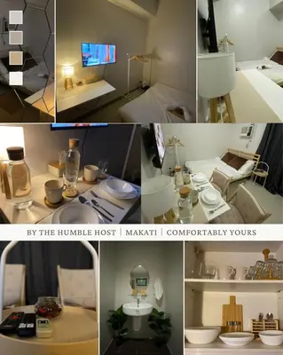 a collage of different pictures of a room with a table at Prime Location Affordable Studio Condo in Legaspi village, Makati with Fast WiFi in Manila