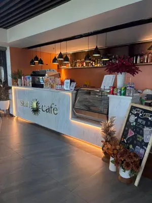 a fast food restaurant with a counter with a counter sidx sidx sidx at Sy bay in Manila