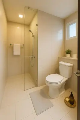 a bathroom with a toilet and a glass shower at Modern & Luxury 2BR near Solaire, Okada, Airport in Manila