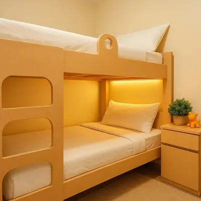 two bunk beds in a small room at Modern & Cozy 2BR near Okada, Solaire, Airport in Manila