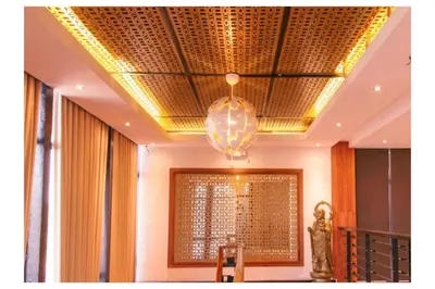 a room with a ceiling with a chandelier and a window at Capital O 897 Takara Hotel And Events Place in Calamba